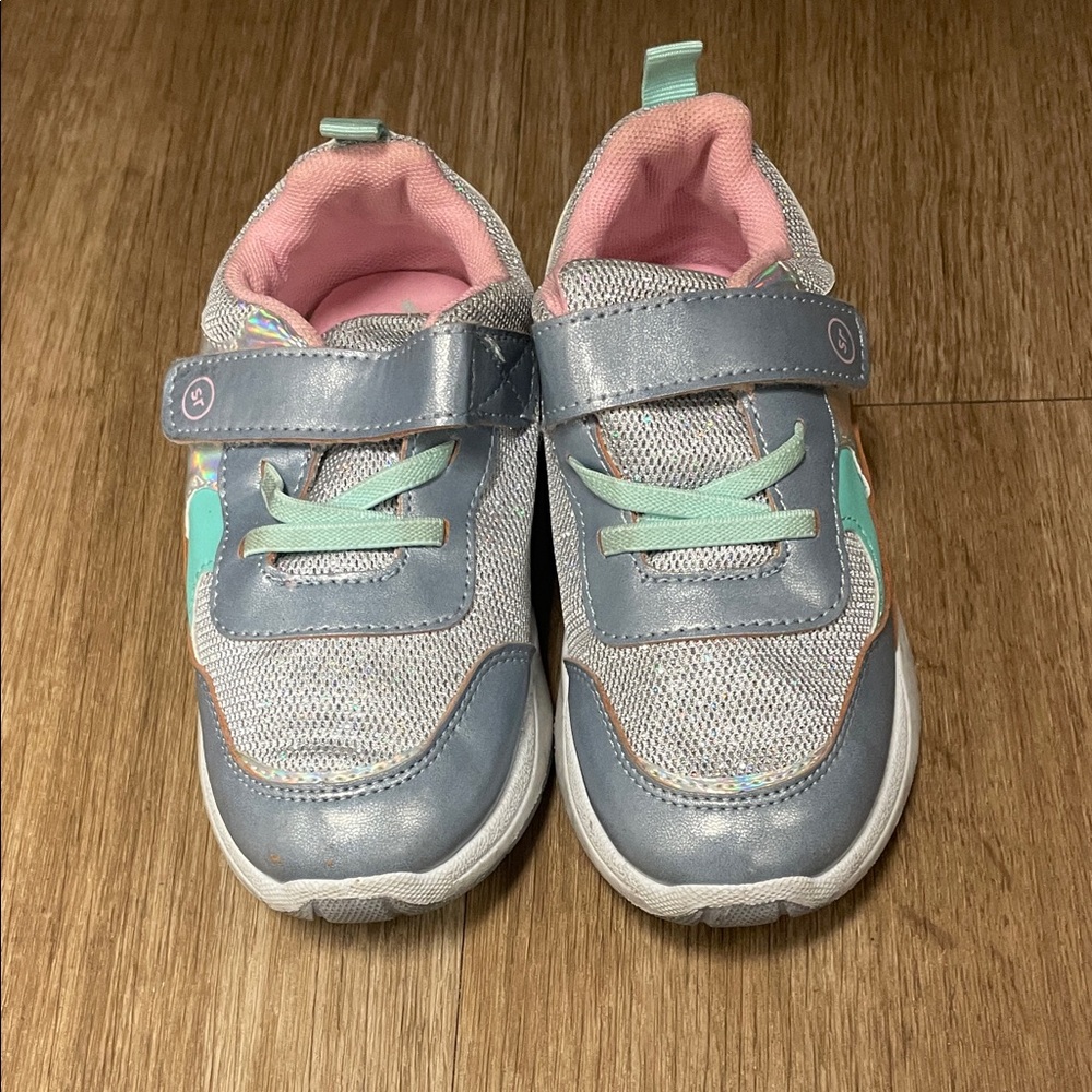 Kids Silver and Blue Sneakers